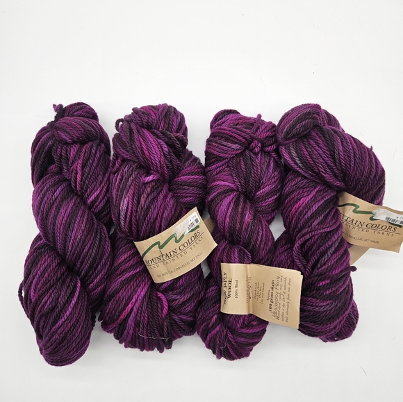 4- 100g Skeins Moubtain Colors Bulky weight Harmony Plum  100%wool yarn. - Picture 2 of 4